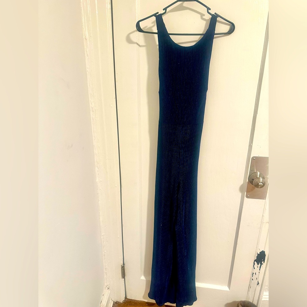 Navy corduroy cross back jumpsuit